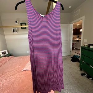 Olivia Rae Sleeveless Striped Mini Swing Dress | Red & Blue Stripes